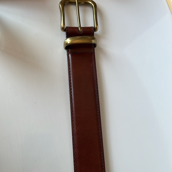 Fossil Brown Leather Belt Size Large Gold Brass Buckle Classic Jeans - Picture 9 of 12